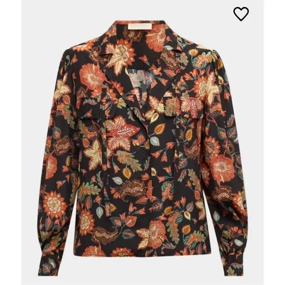 Ulla Johnson Florian Floral-Print Silk Blouse in Hellebore NWT Size 14 - Picture 1 of 11